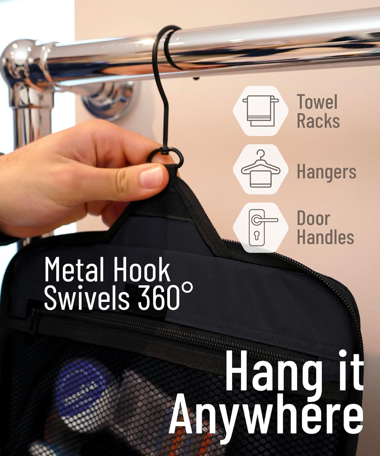 DD D&D Wanderlust D&D Hanging Travel Toiletry Bag for Men and Women - Extra Large Toiletries Organizer Kit with 10 Compartments, YKK Zippers, XXL Metal Swivel Hook, Water-Resistant Nylon