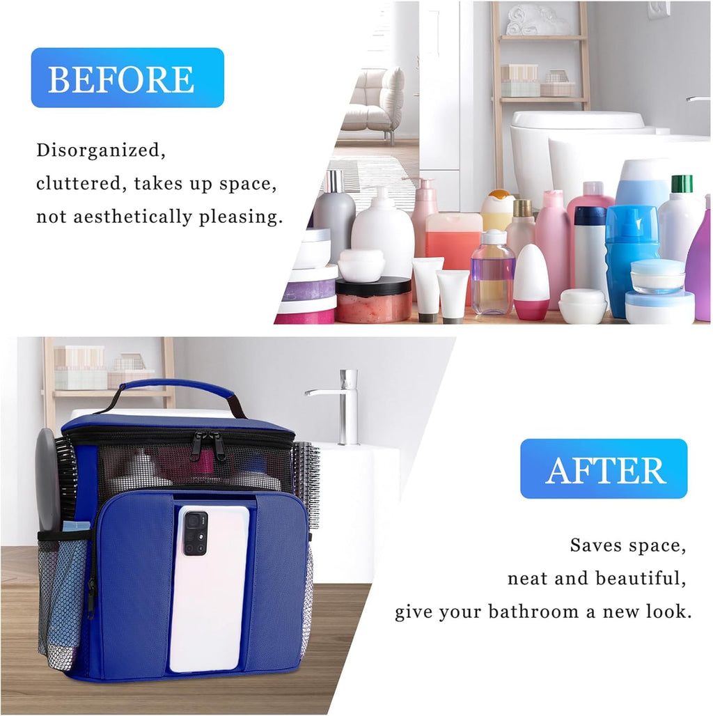 Mesh Shower Caddy,Portable HangingTravel Toiletry Bag Dorm Room Essentials for College Students Girls,Large Makeup Organizer for Full-Sized Toiletries,Travel Essentials for Women Girls Camping Beach