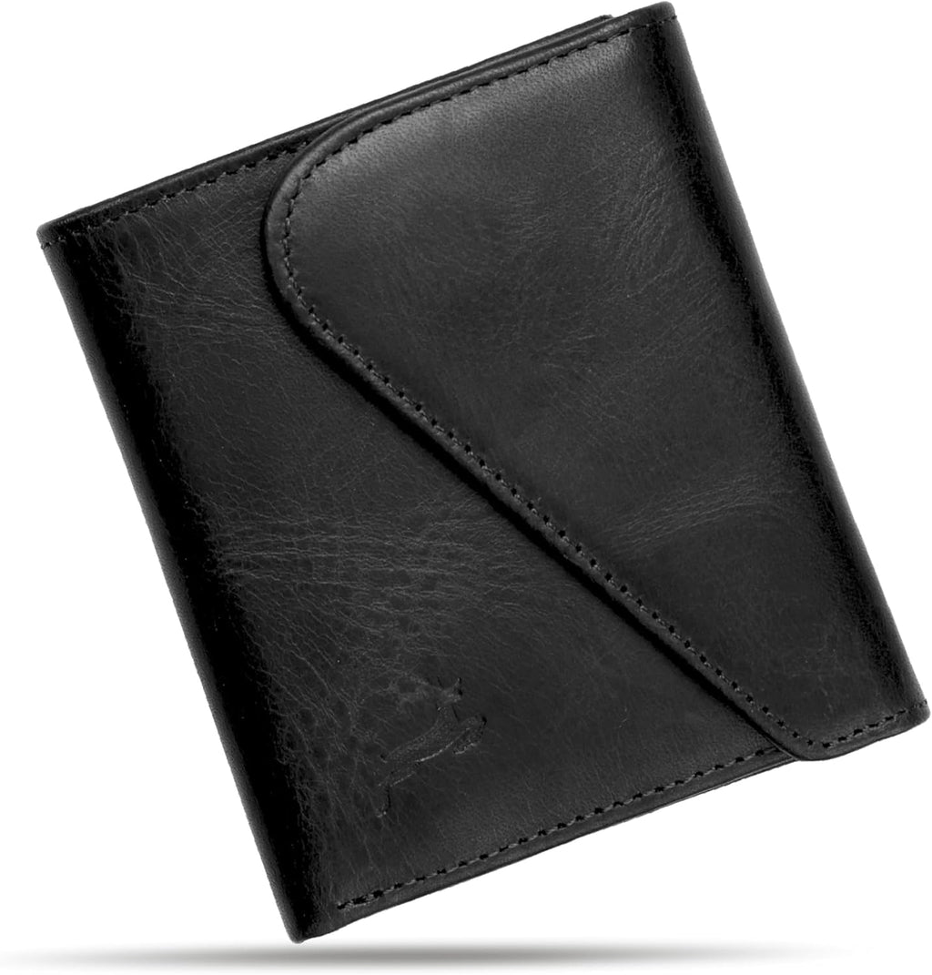 Leather RFID Wallet for Men, Slim Leather Mens Wallet, Handcraft Men's Wallets, Card Cases & Money Organizers, Magnetic Closure Sleek RFID Blocking Thin Mens Wallets with 9-12 Card Slots & Gift Box