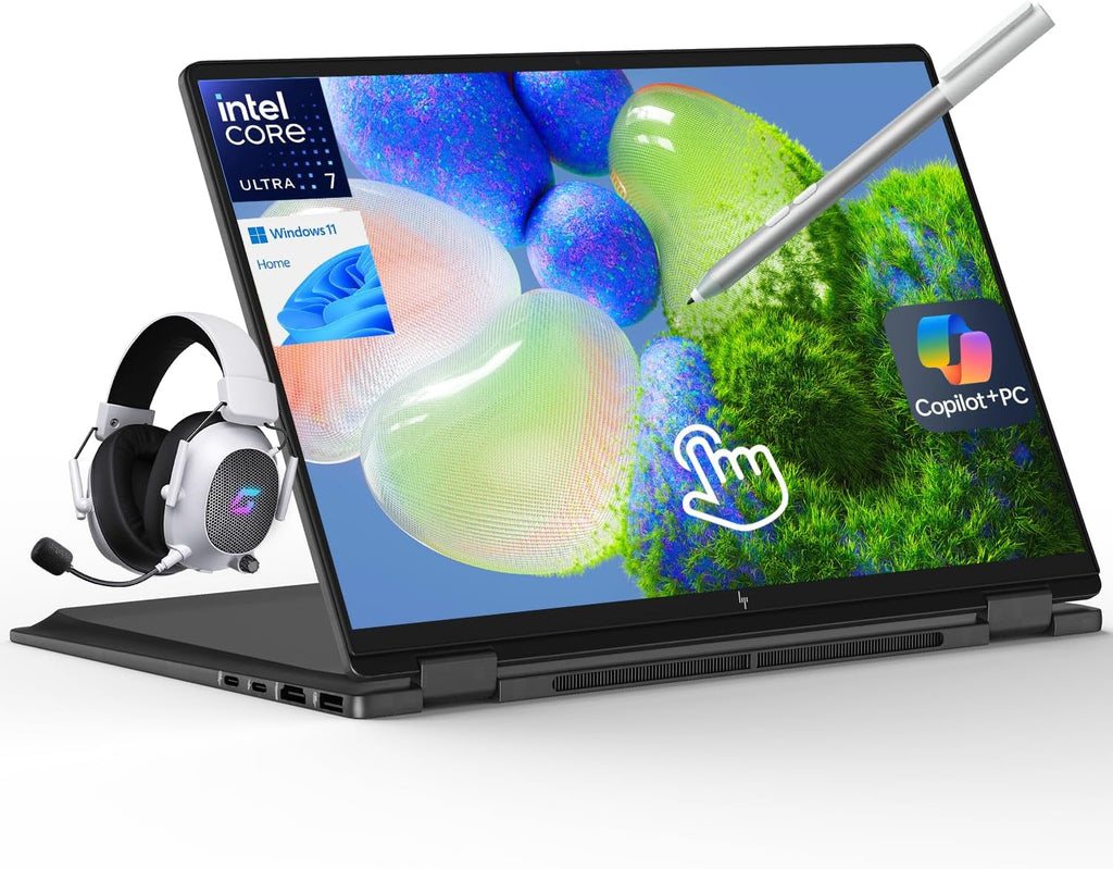HP OmniBook X Flip 16 2-in-1 Laptop: 16" FHD+ Touchscreen, Intel Core Ultra 7 (NPU 47 Tops), 16GB RAM, 1TB SSD, Intel Arc 140V GPU, Copilot+ PC, Eclipse Gray, W/Pen Accessories, Windows 11