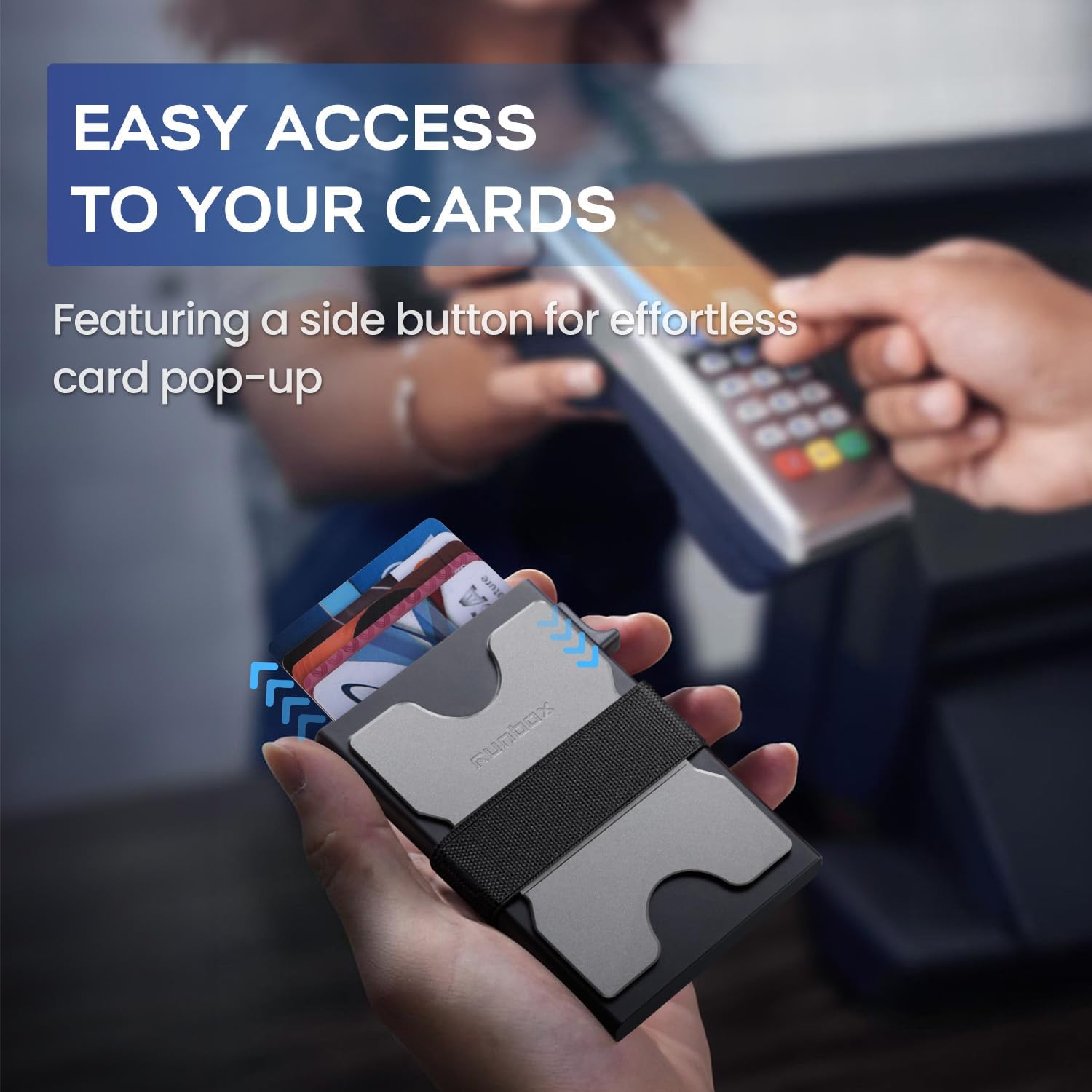 Mens Business Card Holder, Slim Card Wallet for Men and Women, Minimalist RFID Blocking Wallet with Pop-Up Function, Thin Design, Metal Cases Holds 6+6 Cards, Gifts for Men, Men's Accessories