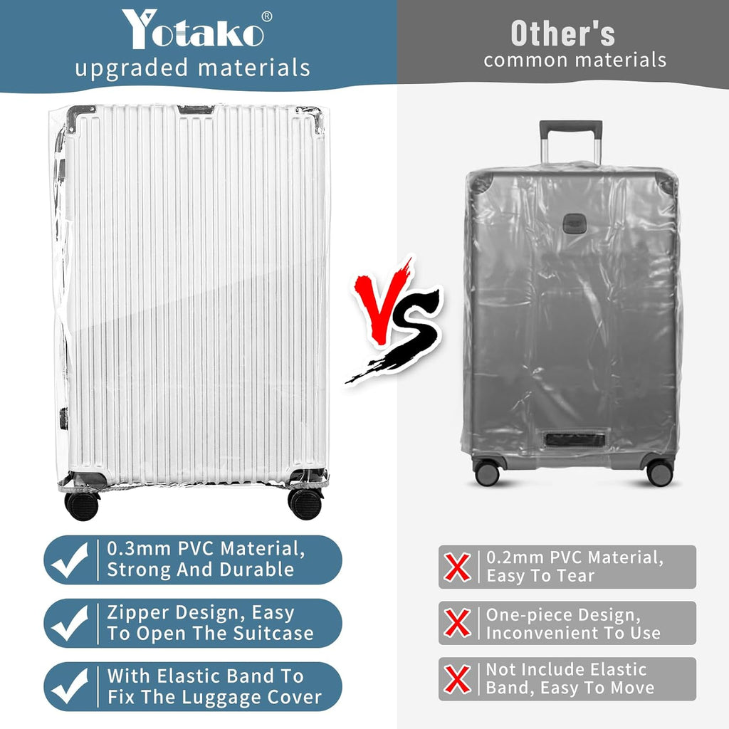 Yotako Upgraded Zippered Clear PVC Suitcase Cover, 20 Inch Luggage Covers for Suitcase Luggage Protector Suitcase Cover 20''