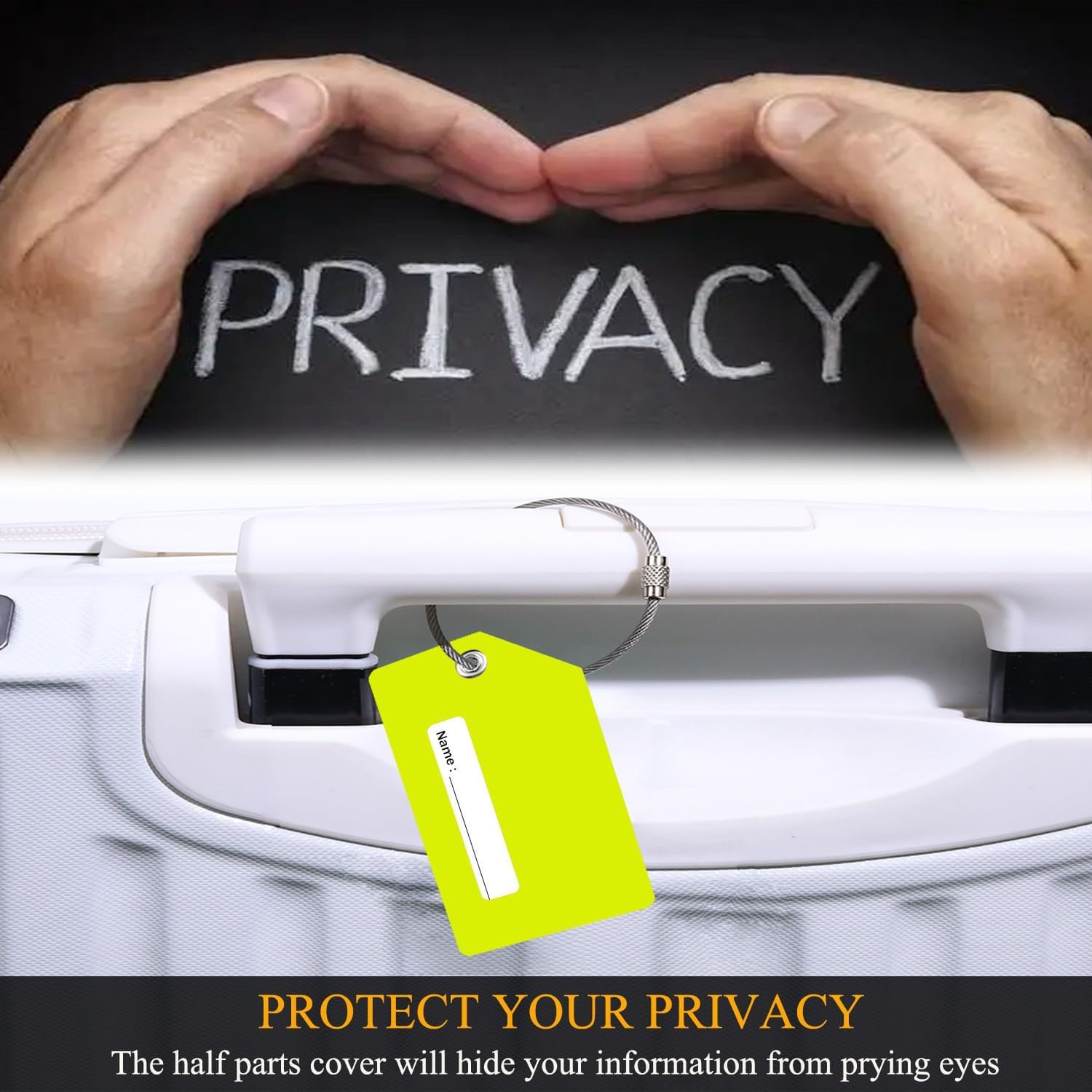 7 Pack Silicone Luggage Tag for Suitcases with Name ID Card, TSA Approved, Privacy Protection Travel Suitcase Tags (Grass Green)