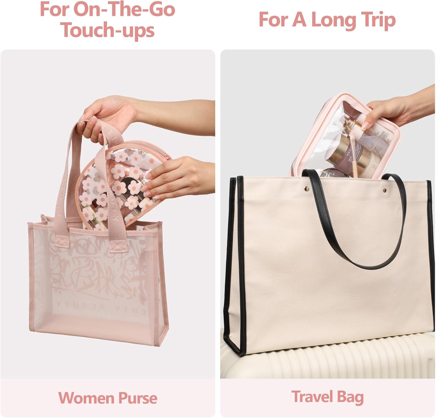 PACKISM TSA Approved Toiletry Bag - Upgrade Color-Edged Clear Makeup Bags, Clear Toiletry Bags For Traveling Fits Various Storage Needs