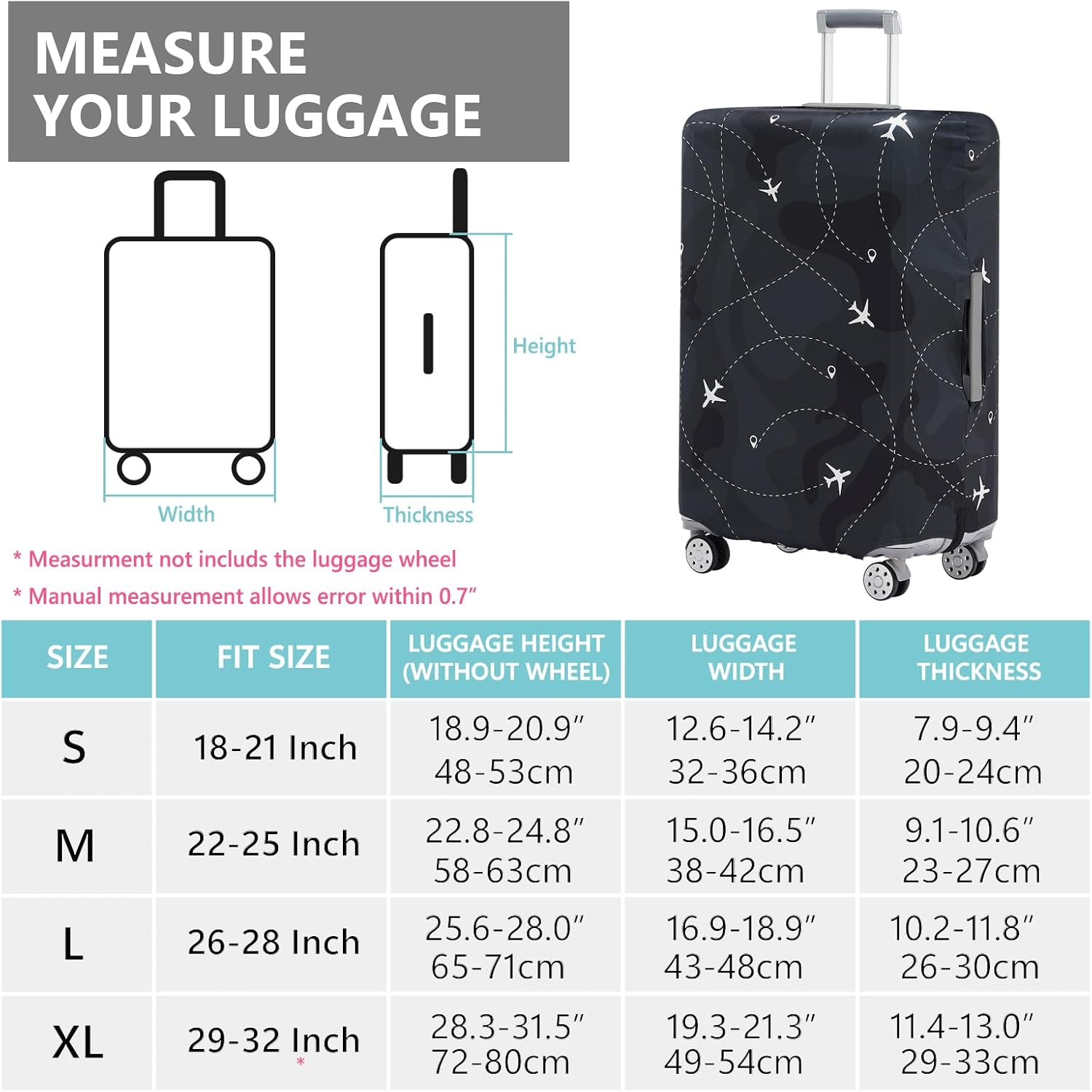 Travelkin Luggage Cover For Suitcase Tsa Approved, Suitcase Cover Protector Fits 18-32 Inch Luggage(M for 22-25 Inch Luggage)