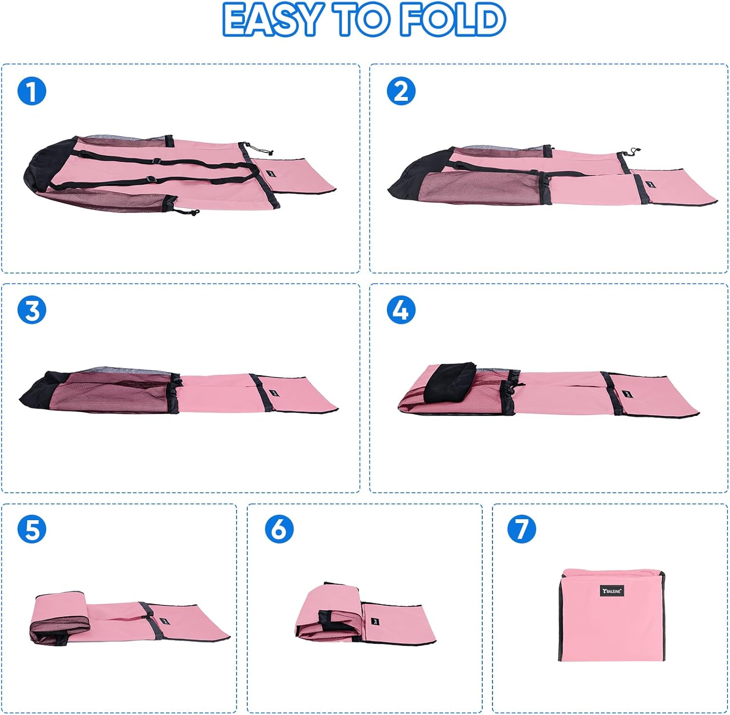 BALEINE 150L Laundry Bag Backpack, 900D Oxford Fabric Large Travel Laundry Bags with Shoulder Straps and 2 Mesh Pockets for College Dorm, Apartment, Laundromat (Pink, 150L)