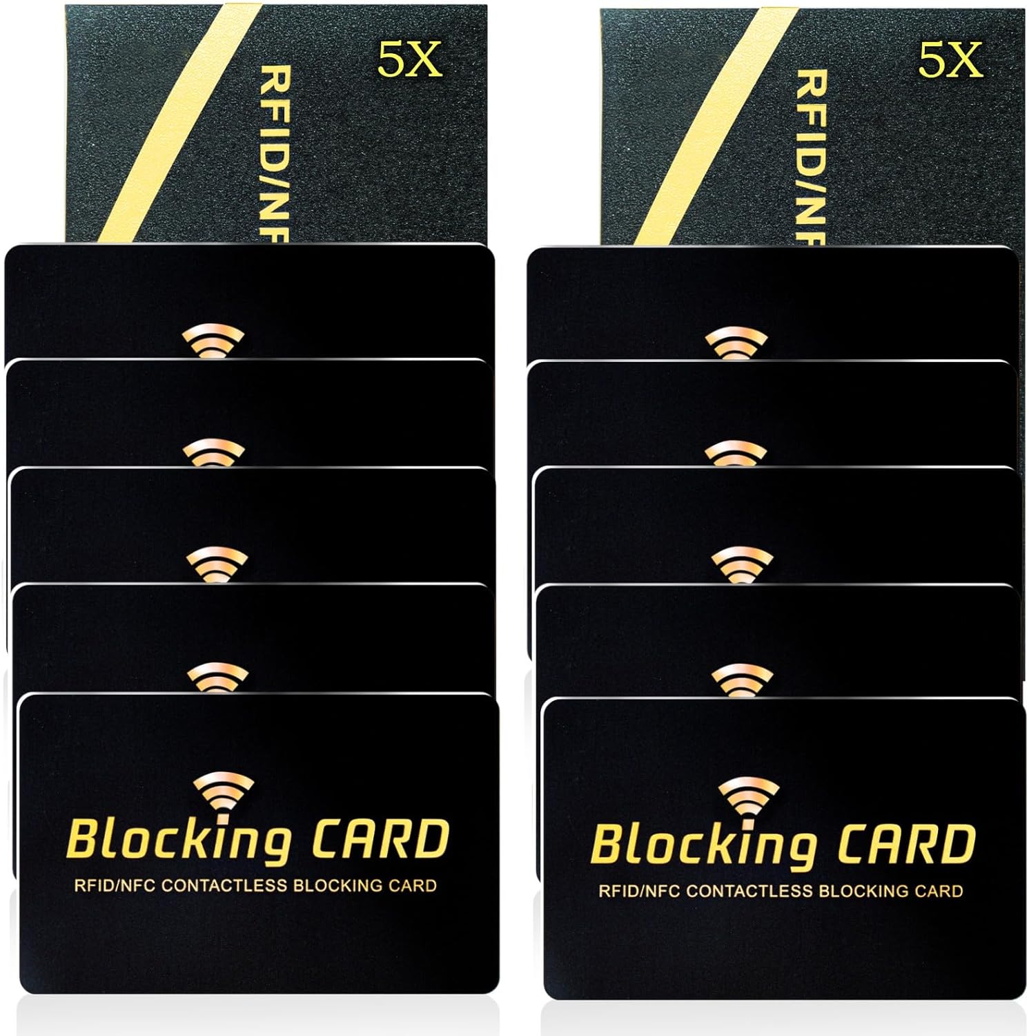 RFID Blocking Card 10 pack,One Card Protects Entire Wallet,RFID/NFC Contactless Bank Debit Credit Card Protector ID ATM Guard Card Blocker,Smart Slim Design Perfectly Fits in Purse–Black