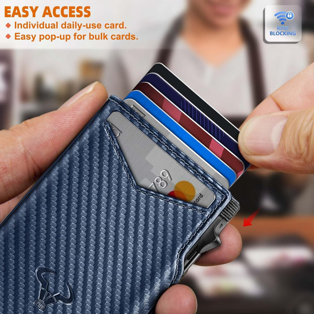 BULLIANT Men Wallet Gift Boxed,Slim Front Pocket Wallet Money Clip Card Holder 3.8"x2.7",Pop-up Access