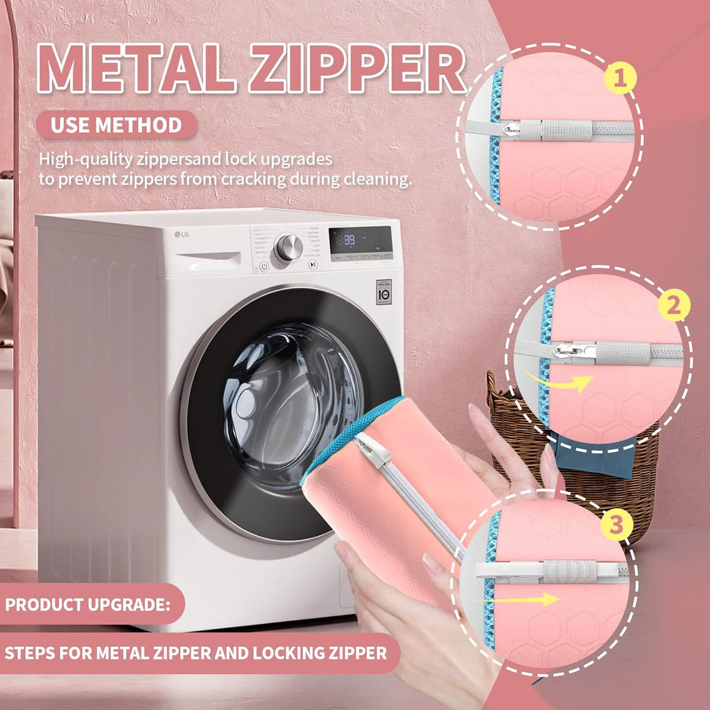 Upgrade Strong Clean Siliconic Shoe Washing Machine Bag 2 Pcs, XXXL Honeycomb Mesh Laundry Bag for Sneakers, Running Shoes, Sock, Delicates and Toys(40x25x25cm)