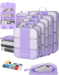 10 Set Compression Packing Cubes for Travel Essentials,Compressible Expandable Packing Cubes for Suitcase,OlarHike Luggage Organizer Bags for Travel,Handy Helper for Organizing Clothes(Light Purple)