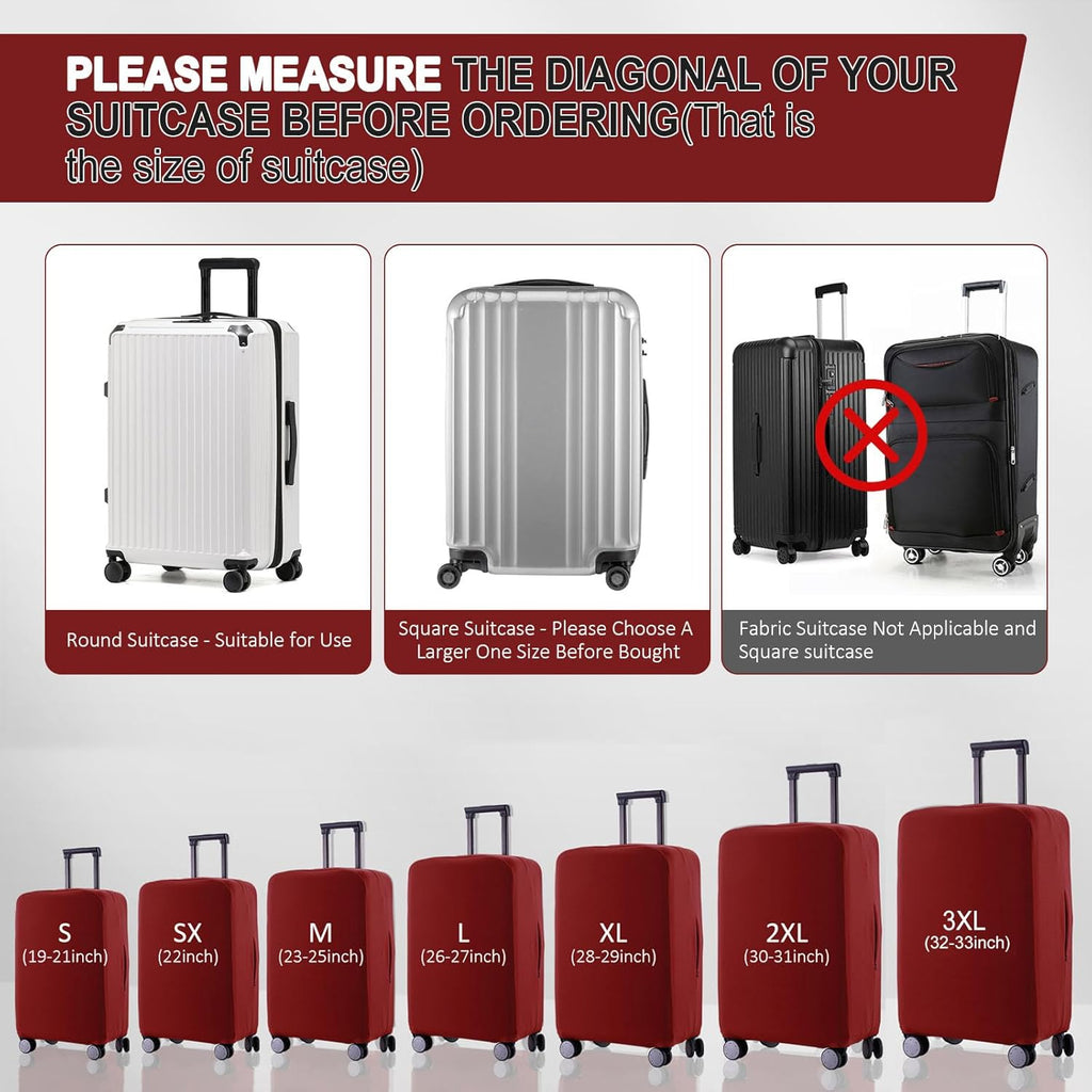 Travel Luggage Cover Suitcase Protector Scratch-Resistant Fit 19-31 Inch Suitcase, Not Included Suitcase (Claret, XL(28-29 inch))