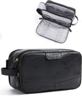 BAGSMART Toiletry Bag for Men, PU Leather Travel Bag for Toiletries, Dopp Kit Water Resistant Shaving Bag for Bathroom Shower-Black