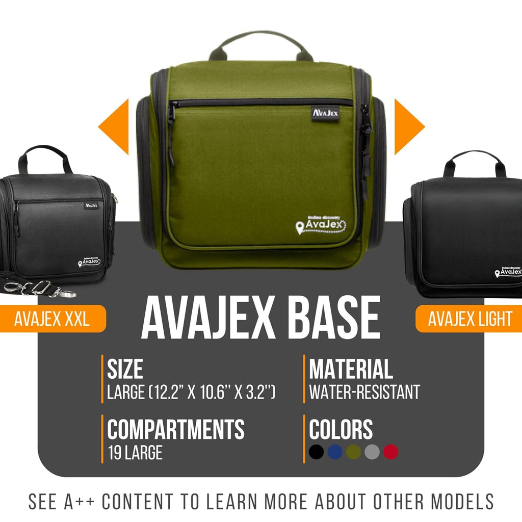 Travel Toiletry Bag for Men and Women - Large Hanging Toiletry Organizer - Waterproof Hygiene Bag with Metal XXL Swivel Hook, with Sturdy Zippers and 19 Compartments for Toiletries, Makeup, Cosmetics