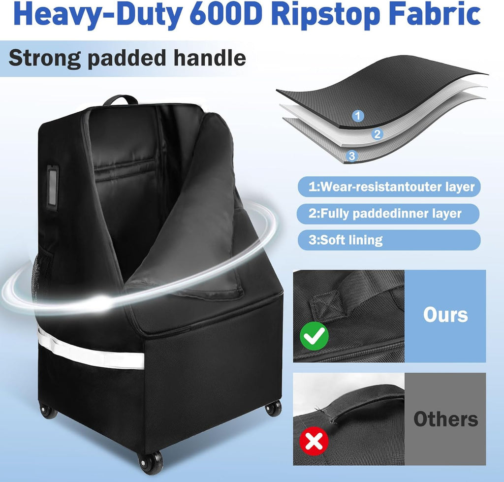 Upgrade Car Seat Travel Bag for Airplane With Wheels, Carseat Travel Bag for Airplane, Car Seat Travel Bag With Wheels, Wheeled CarSeat Travel Bag For Graco for Heavy-Duty Protection for Air Travel