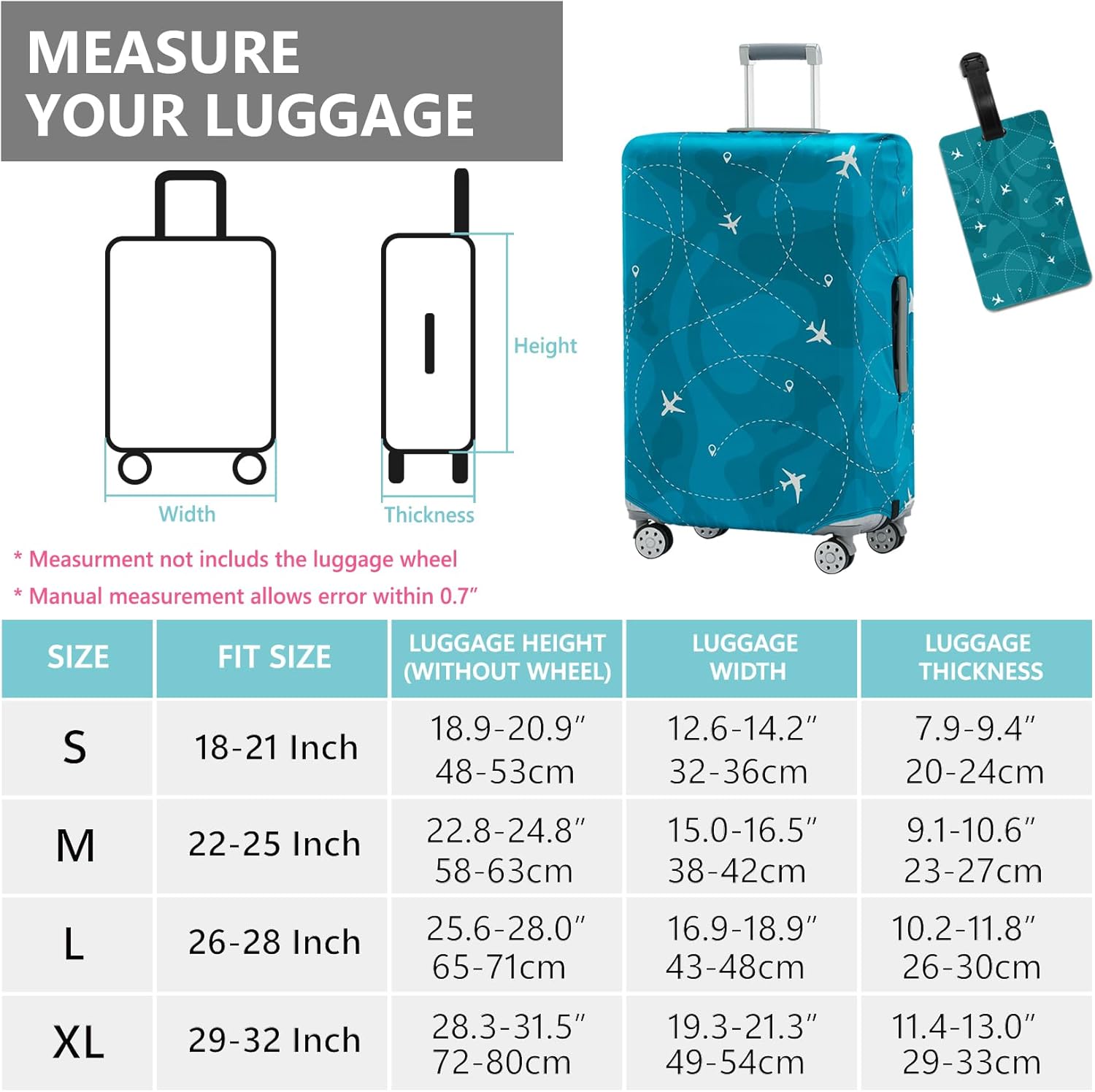Travelkin Luggage Covers With Tag For Suitcases Tsa Approved,Suitcase Covers Protector Fit 18-32 Inch Luggage L(26-28inch suitcase)