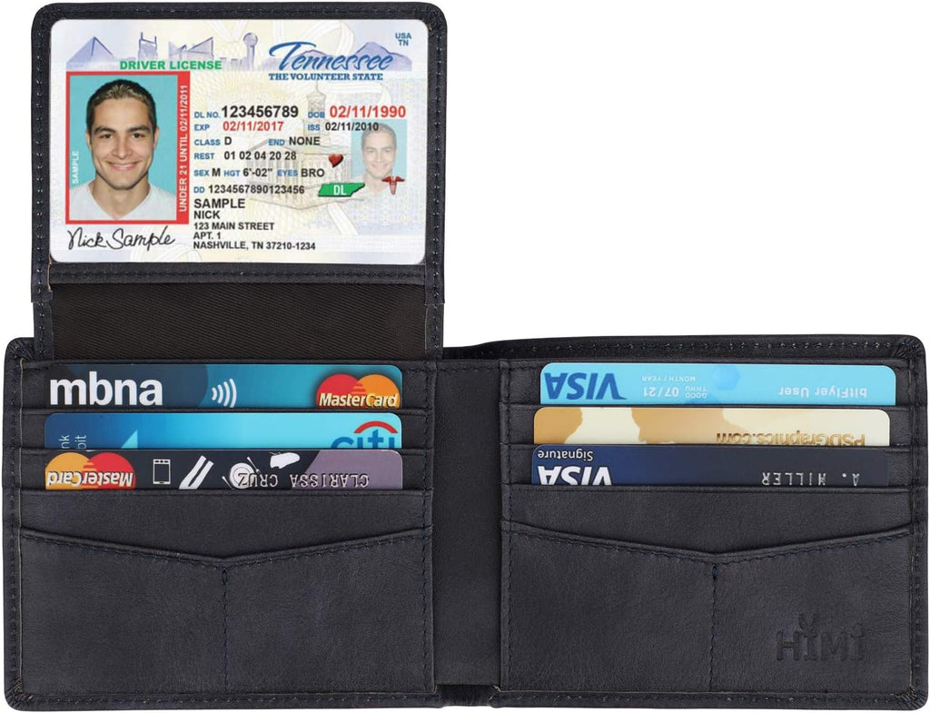 Wallet for Men-Genuine Leather RFID Blocking Bifold Stylish Wallet With 2 ID Window