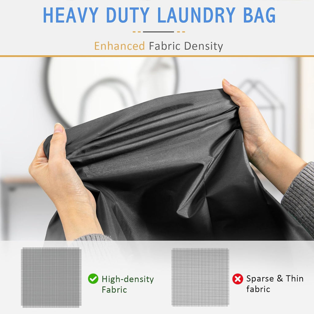 Extra Large Laundry Bag With Handles, Heavy Duty, Travel Laundry Bag for Dirty Clothes, 28" x 40" (Black)