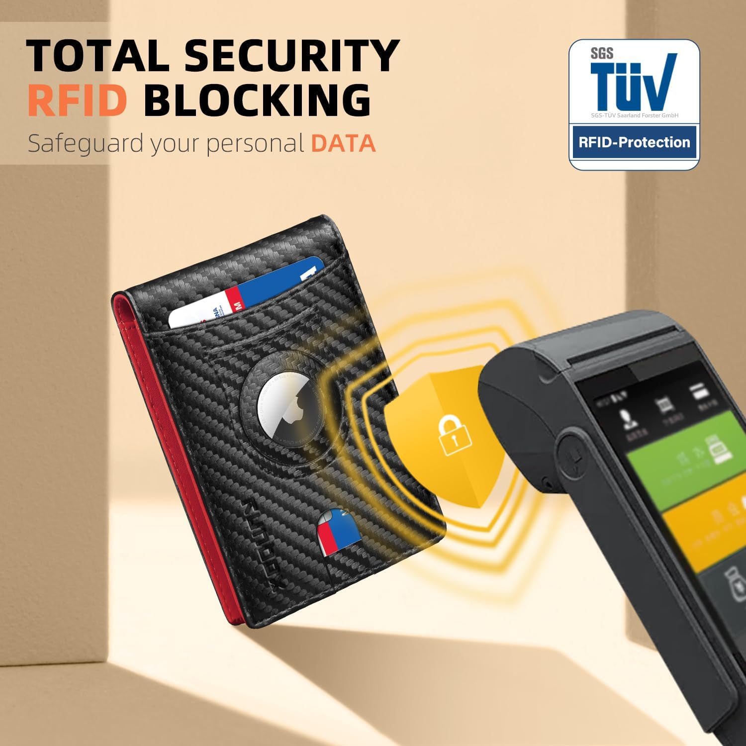 RUNBOX AirTag-Wallet-Mens-Slim-RFID Blocking Wallets Leather with Bill Compartment Air Tag Bifold Card Holder Wallet Gifts for Men Dad