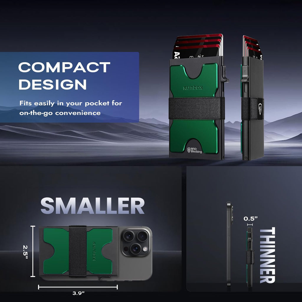 Mens Business Card Holder, Slim Card Wallet for Men and Women, Minimalist RFID Blocking Wallet with Pop-Up Function, Thin Design, Metal Cases Holds 6+6 Cards, Gifts for Men, Men's Accessories