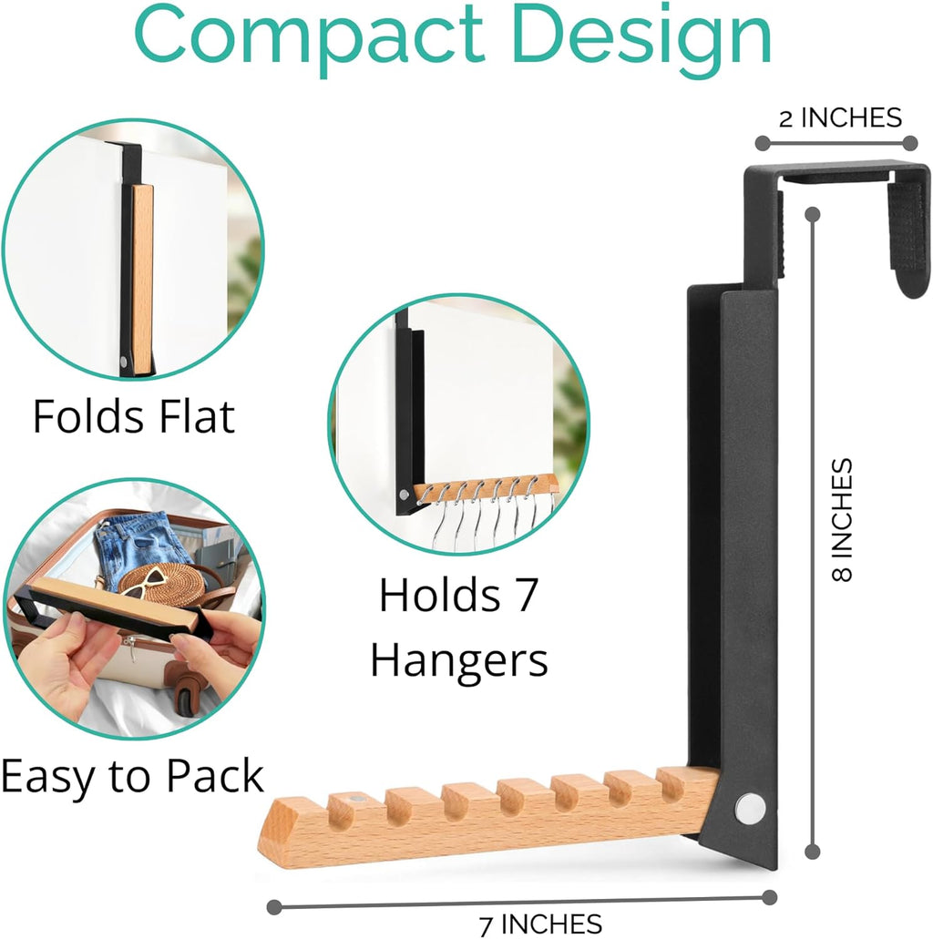 Over The Door Coat Rack: Portable Folding Travel-Friendly Over The Door Clothes Hanger and Laundry Hanger, Ideal for Compact Spaces and On-The-Go Use - 2PCS (Black)