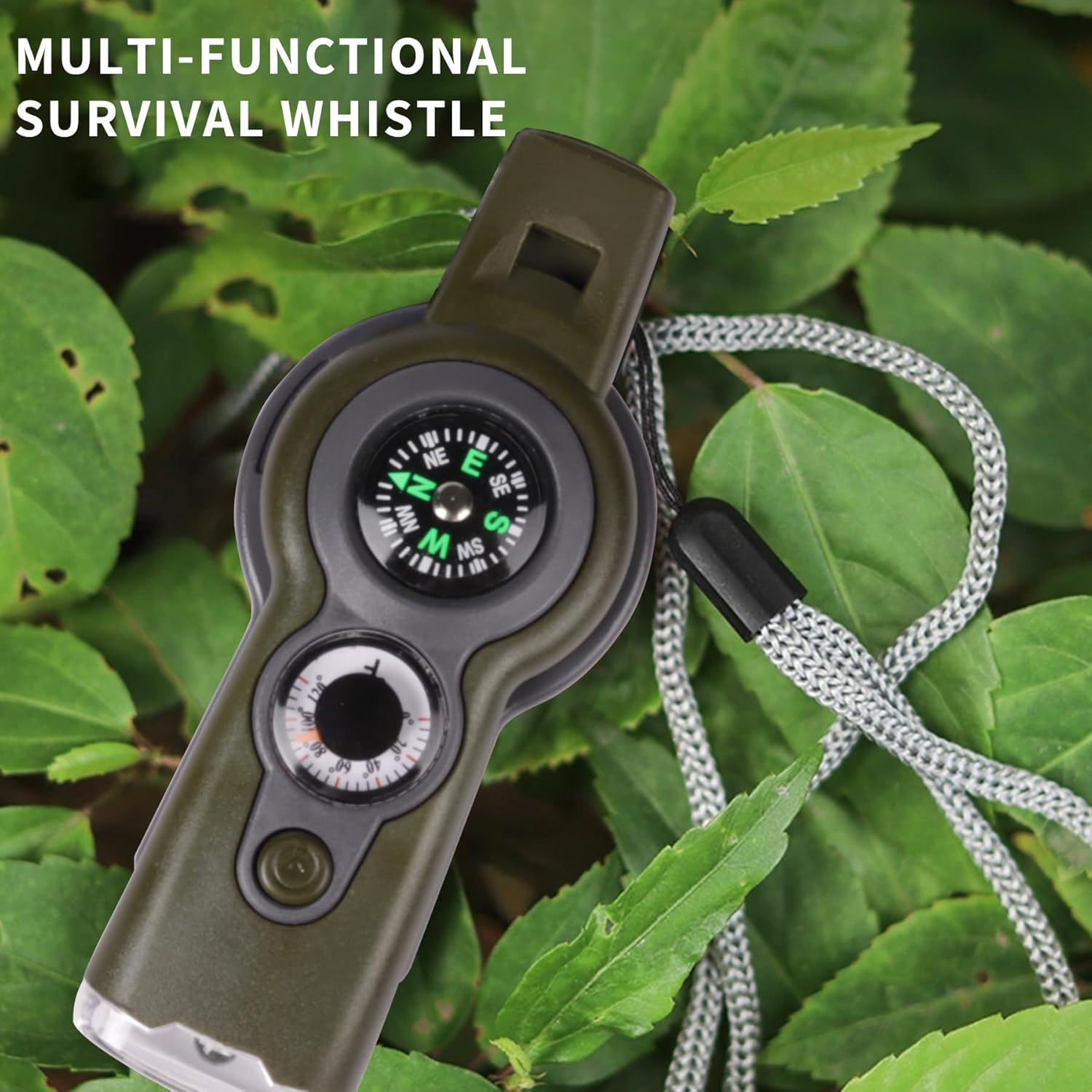 Emergency Survival Function Whistle, Outdoor Multifunctional Tool Safety Whistle with Lanyard, Ideal for Kayaking, Boating, Hiking, Camping, Climbing, Hunting, Fishing, Rescue Signaling