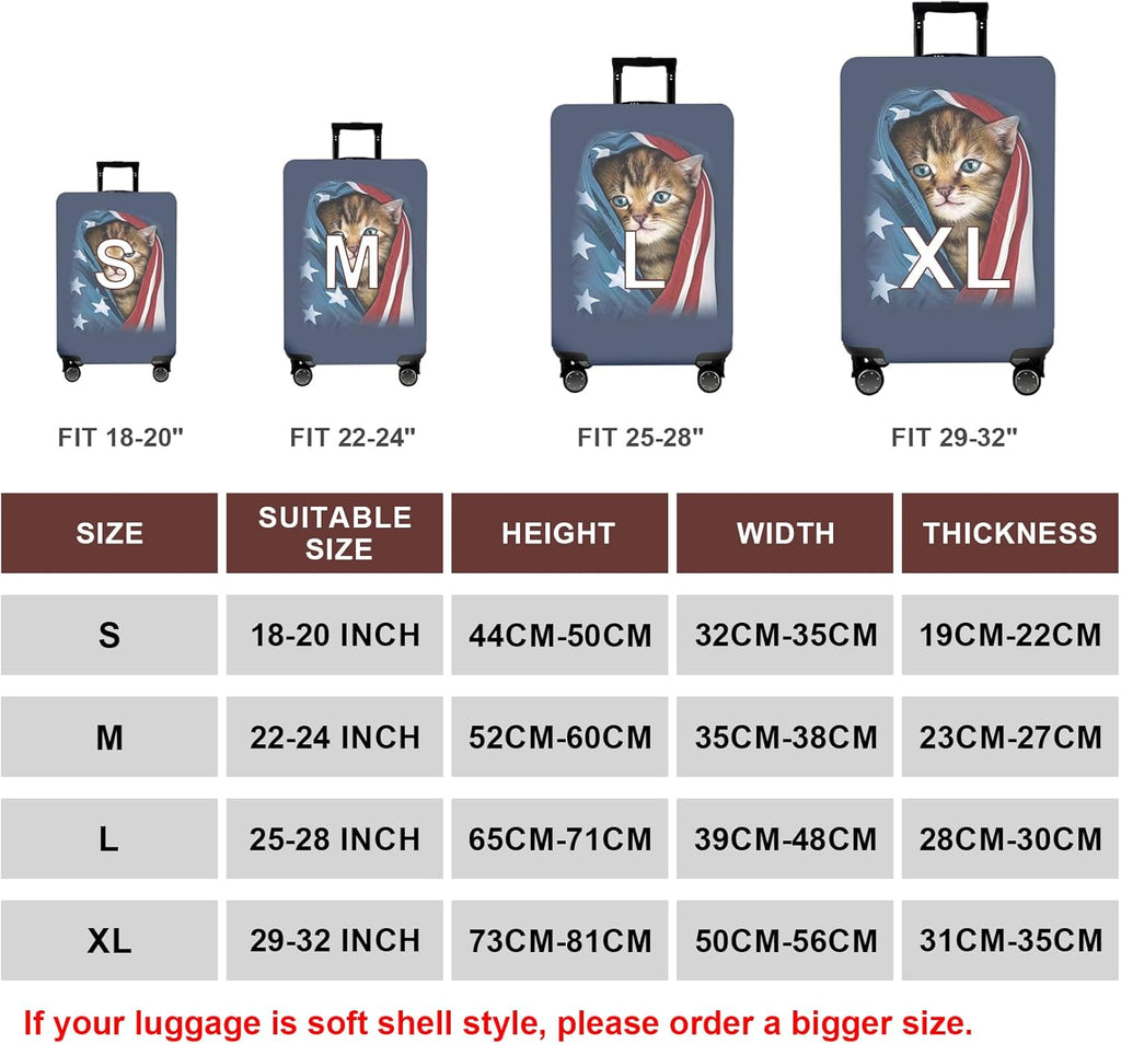 WUJIAONIAO Travel Luggage Cover Spandex Suitcase Protector Washable Baggage Covers (S (for 18-20 inch luggage), Cat A)