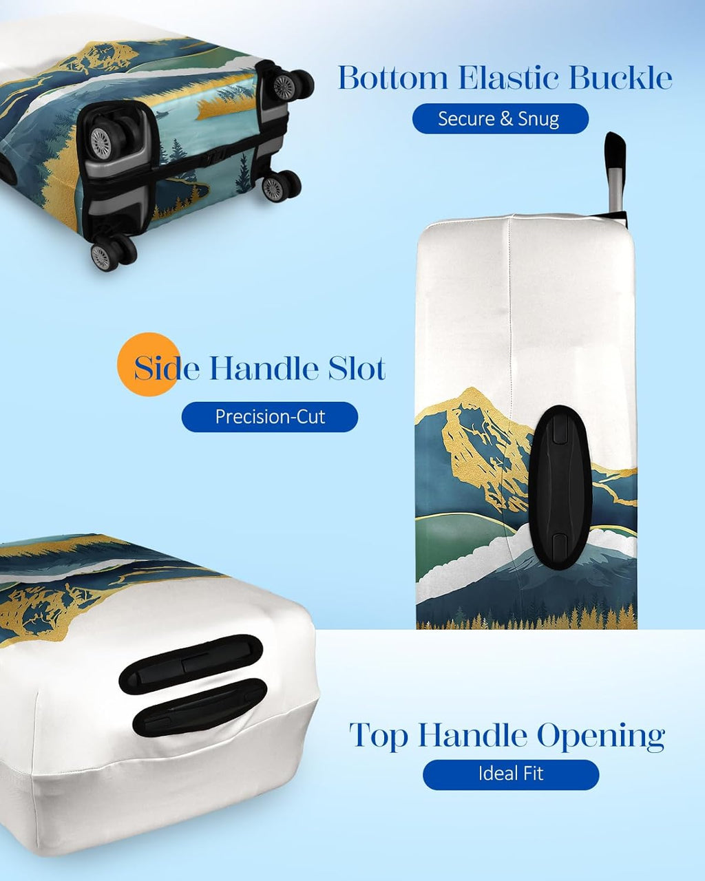 Slohif Luggage Cover for Suitcase Tsa Approved Protector - Luggage Sleeve Large Suit Case Cover Travel Stretch Baggage Case Protective Washable Fit 18-20 Inch Mountain XS