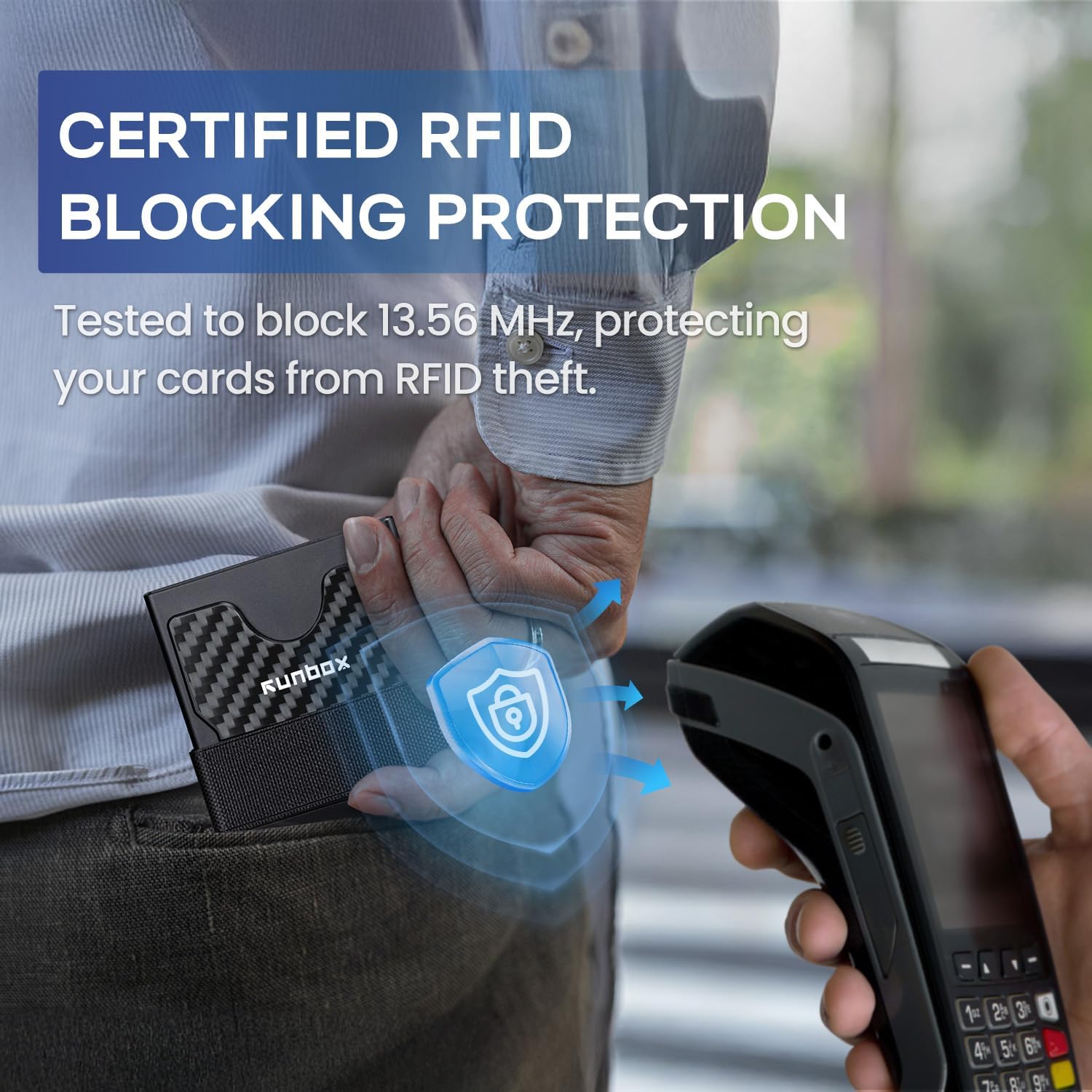 Mens Business Card Holder, Slim Card Wallet for Men and Women, Minimalist RFID Blocking Wallet with Pop-Up Function, Thin Design, Metal Cases Holds 6+6 Cards, Gifts for Men, Men's Accessories