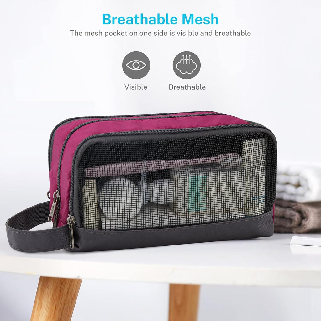 Gonex Travel Toiletry Bag Nylon, Cosmetic Makeup Bag for Women, Dopp Kit Shaving Bag Toiletry Organizer Rose Purple