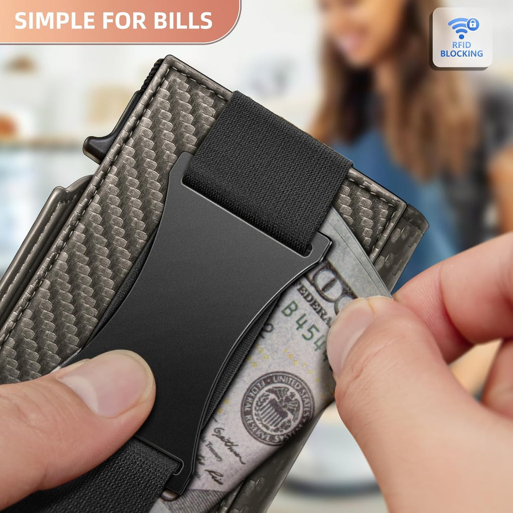 BULLIANT Men Wallet Gift Boxed,Slim Front Pocket Wallet Money Clip Card Holder 3.8"x2.7",Pop-up Access