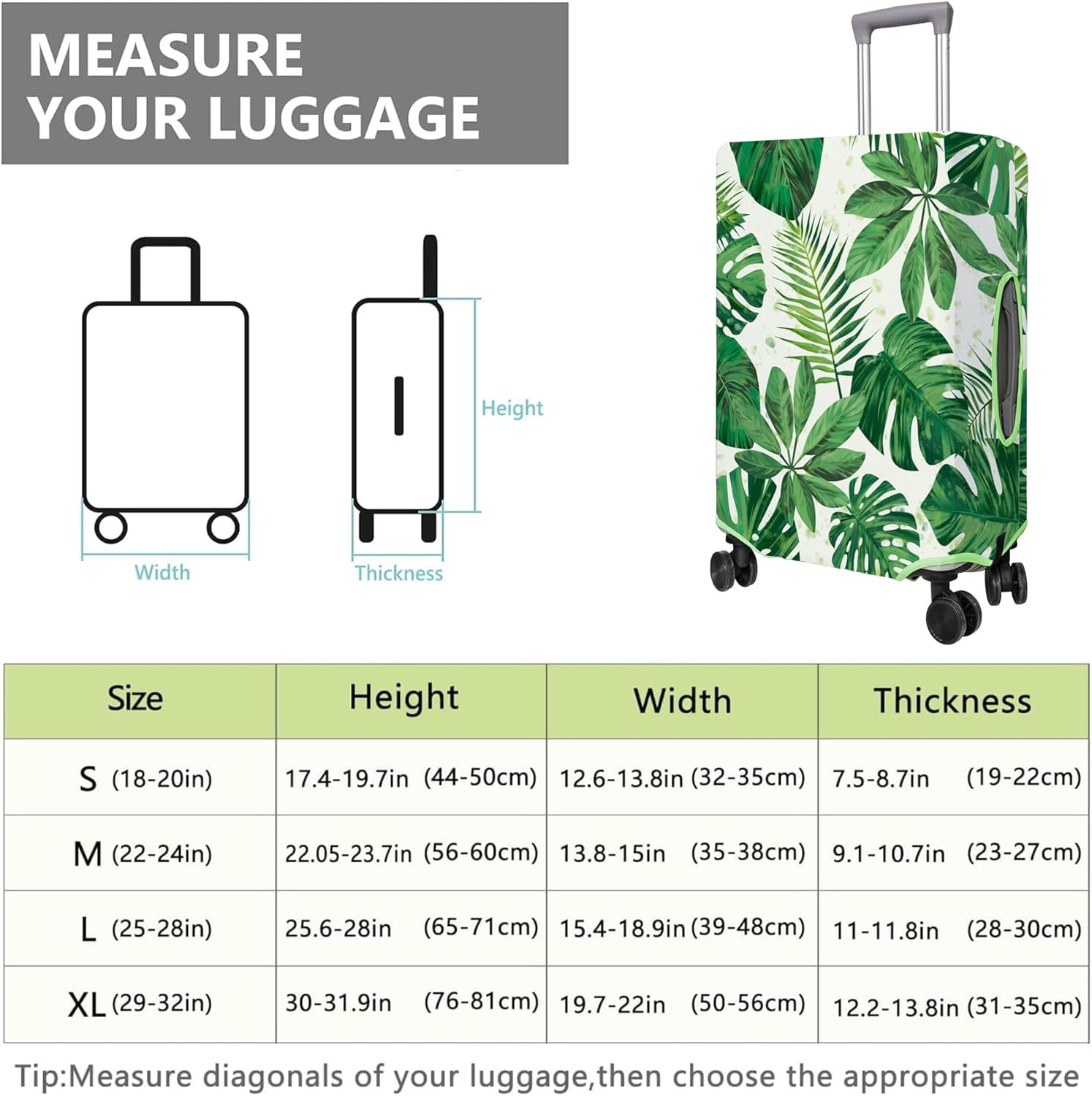 Travel Luggage Cover Suitcase Protector Fits 18-32 Inch Wheel Covers PatternedTravel Related Items Flower Luggage Protector Elastic M
