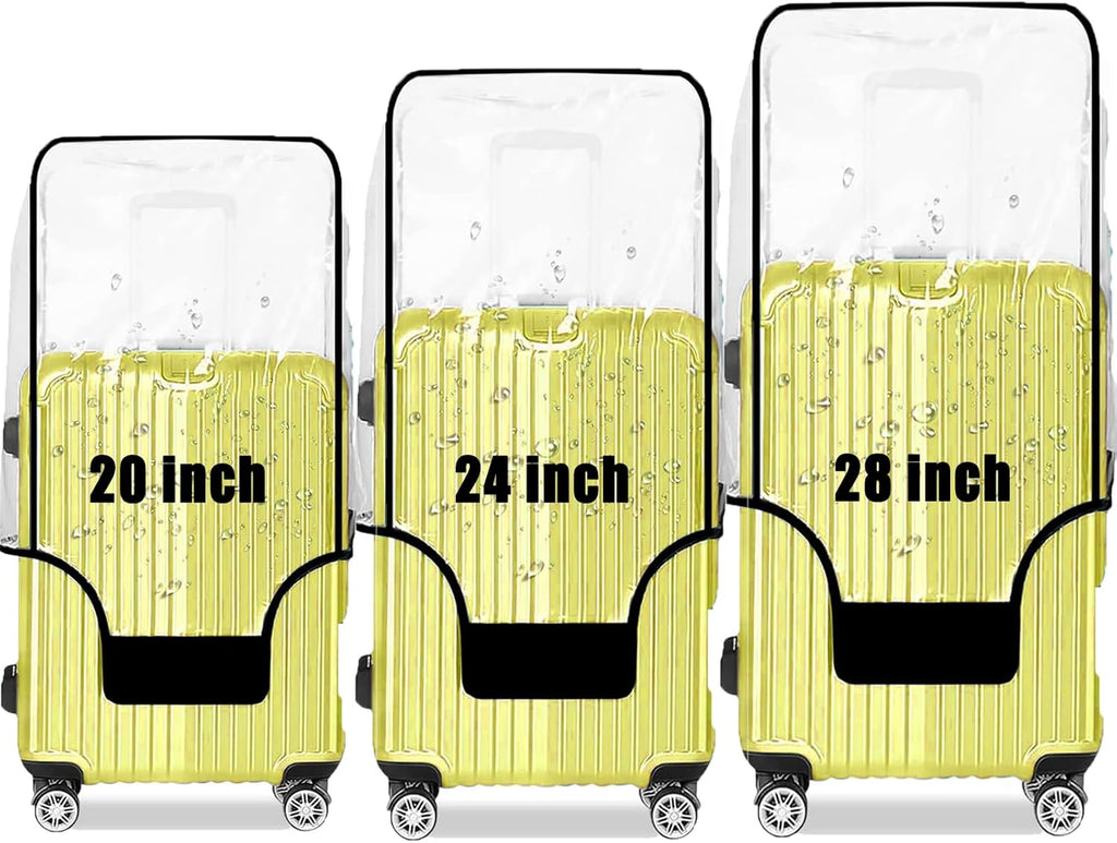 Clear PVC Luggage Cover 3 Piece Set, 0.2mm Thick Lightweight Waterproof, Dustproof, Anti-Scratch Suitcase Cover Set, Luggage Covers for Suitcase TSA Approved, Fits 19"-29" Wheeled Luggage