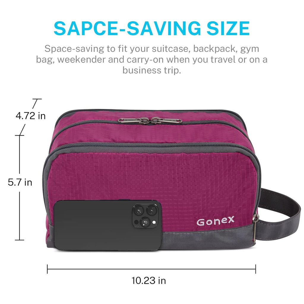 Gonex Travel Toiletry Bag Nylon, Cosmetic Makeup Bag for Women, Dopp Kit Shaving Bag Toiletry Organizer Rose Purple