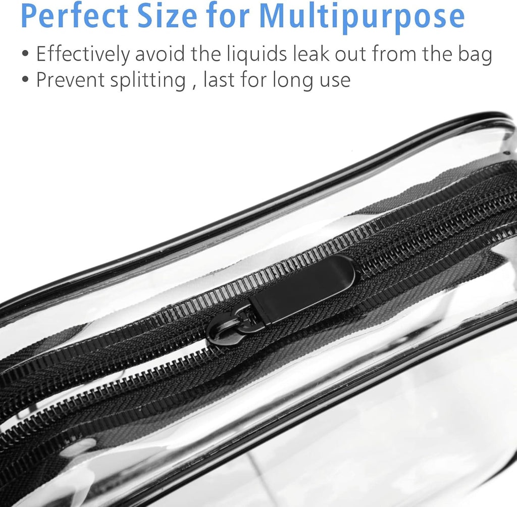 PACKISM Clear Makeup Bags, 4 Pack Quart Size Travel Bag TSA ApprovedTravel for Toiletries, Cosmetic Bags Carry on Clear Toiletry TSA Approved Toiletry, Black