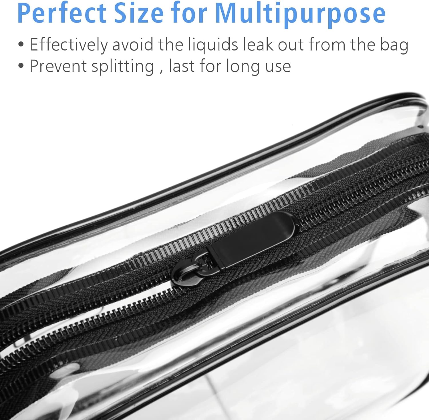 PACKISM Clear Makeup Bags - 2 Pack Quart Size Travel Bag TSA Approved Travel for Toiletries, Cosmetic Bags Carry on Clear Toiletry, Black Large