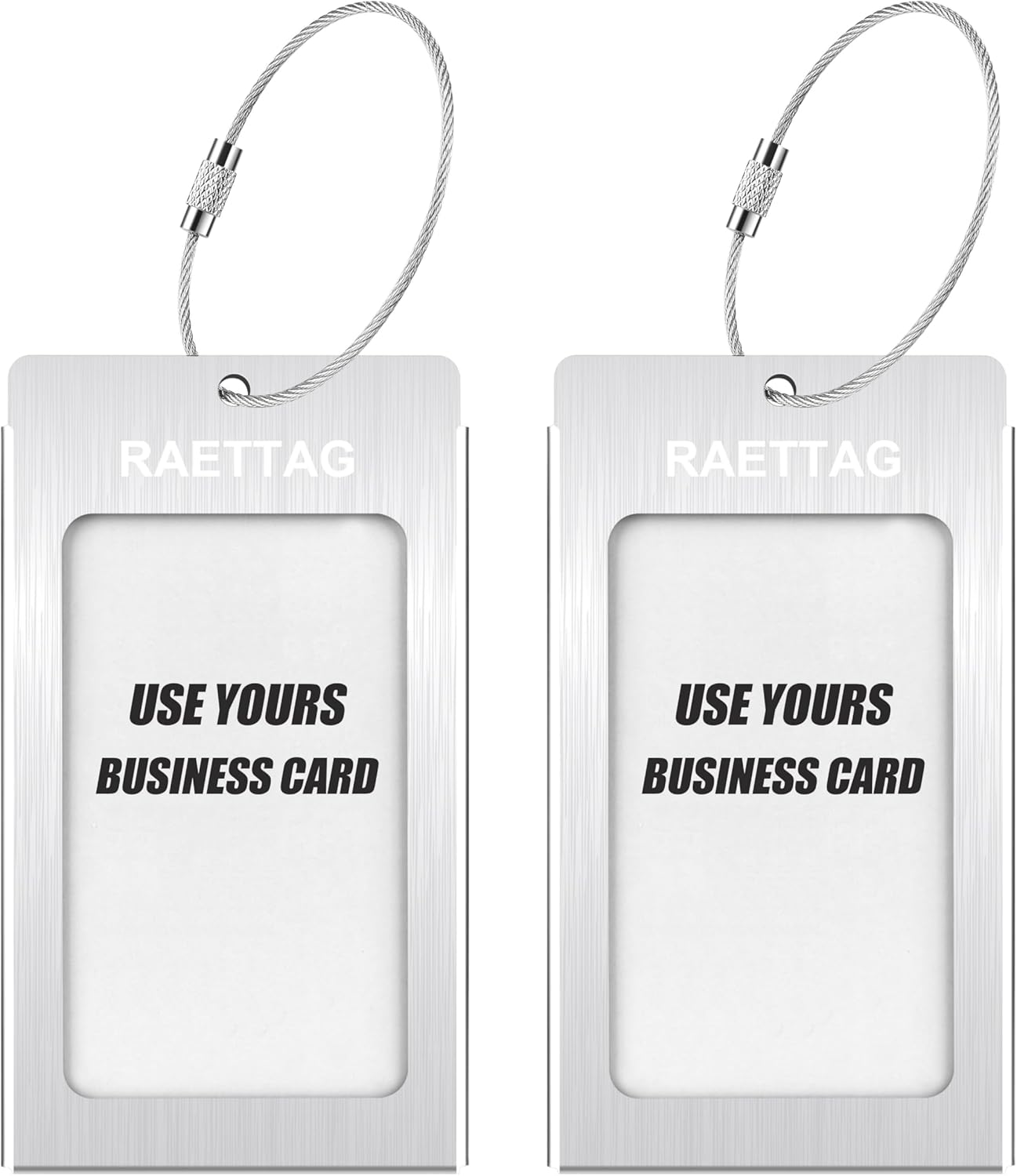Luggage Tags Metal Suitcase Tags Travel Bag ID Identifier Luggage Tag (Silver 2-Pack)