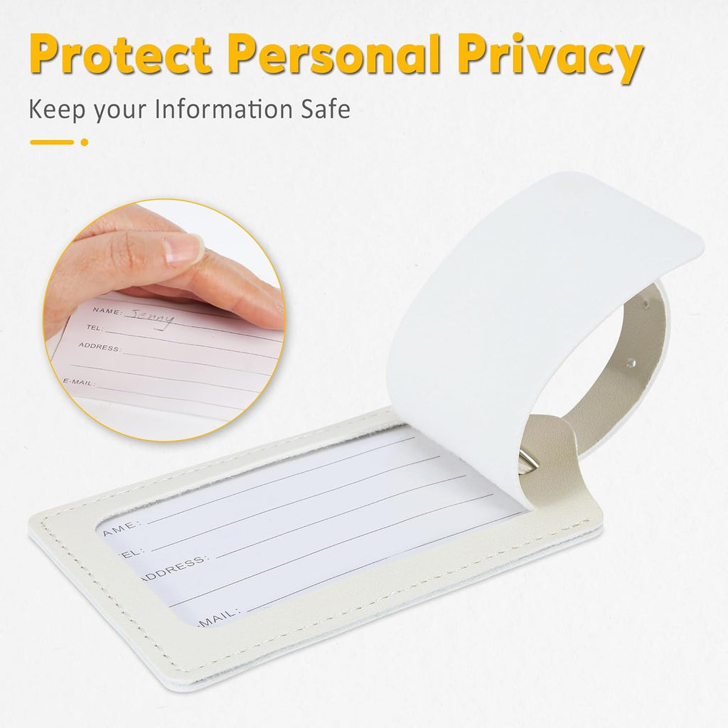 Travelambo Luggage Tags for Suitcases PU Leather Travel Tags Bag Tags Privacy Protection Travel Essentials