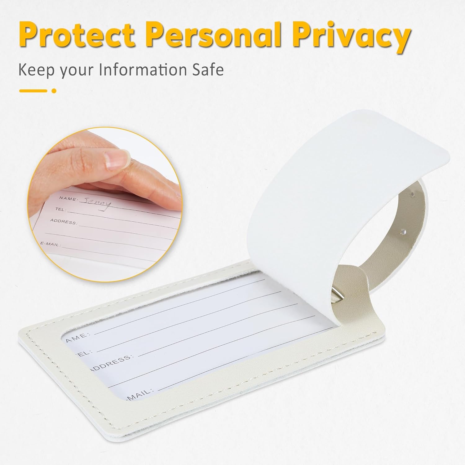 Travelambo Luggage Tags for Suitcases PU Leather Travel Tags Bag Tags Privacy Protection Travel Essentials