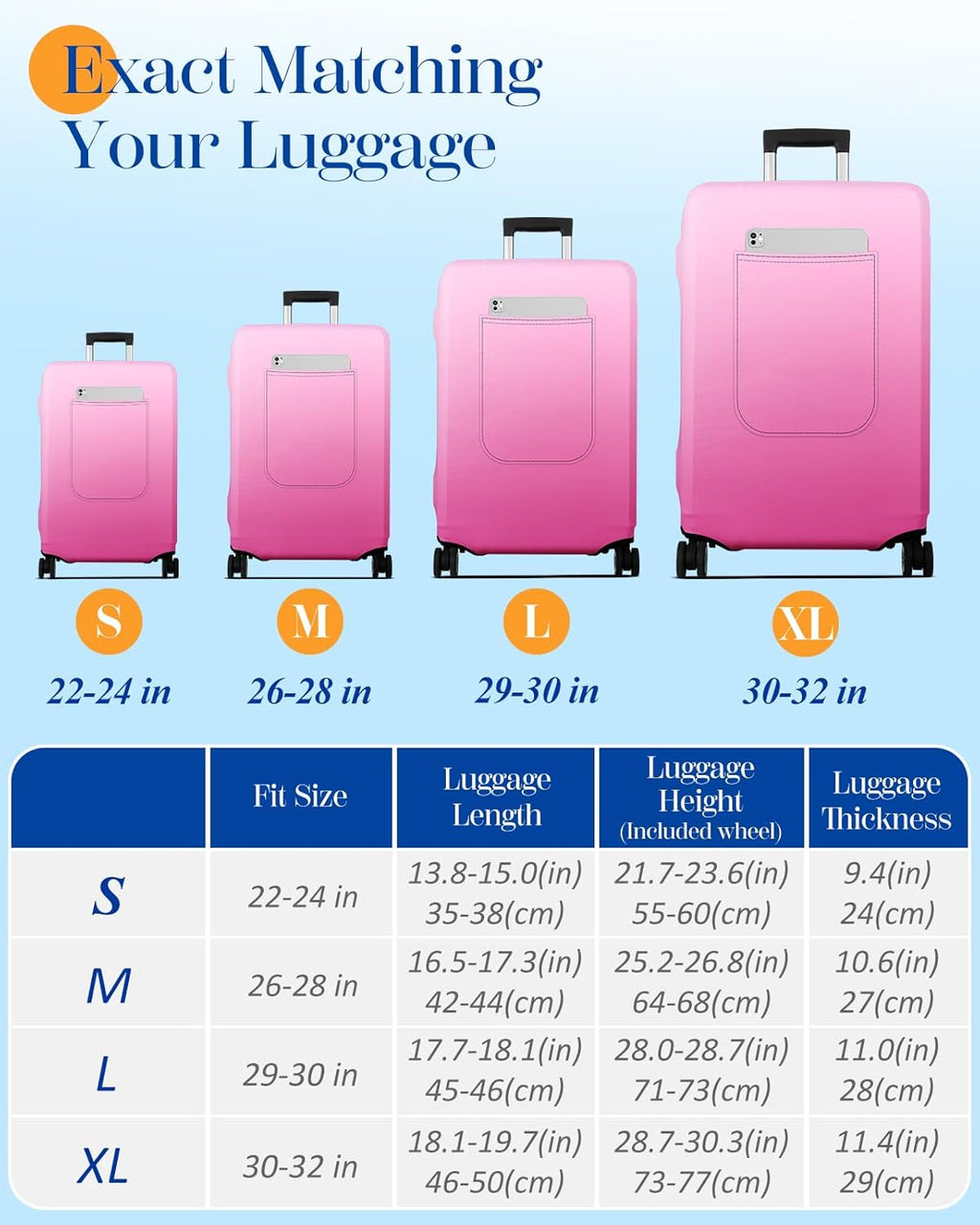 Slohif Luggage Cover for Suitcase Tsa Approved Protector - Luggage Sleeve Large Suit Case Cover Travel Stretch Baggage Case Protective Washable Fit 29-30 Inch Rose Gradient L