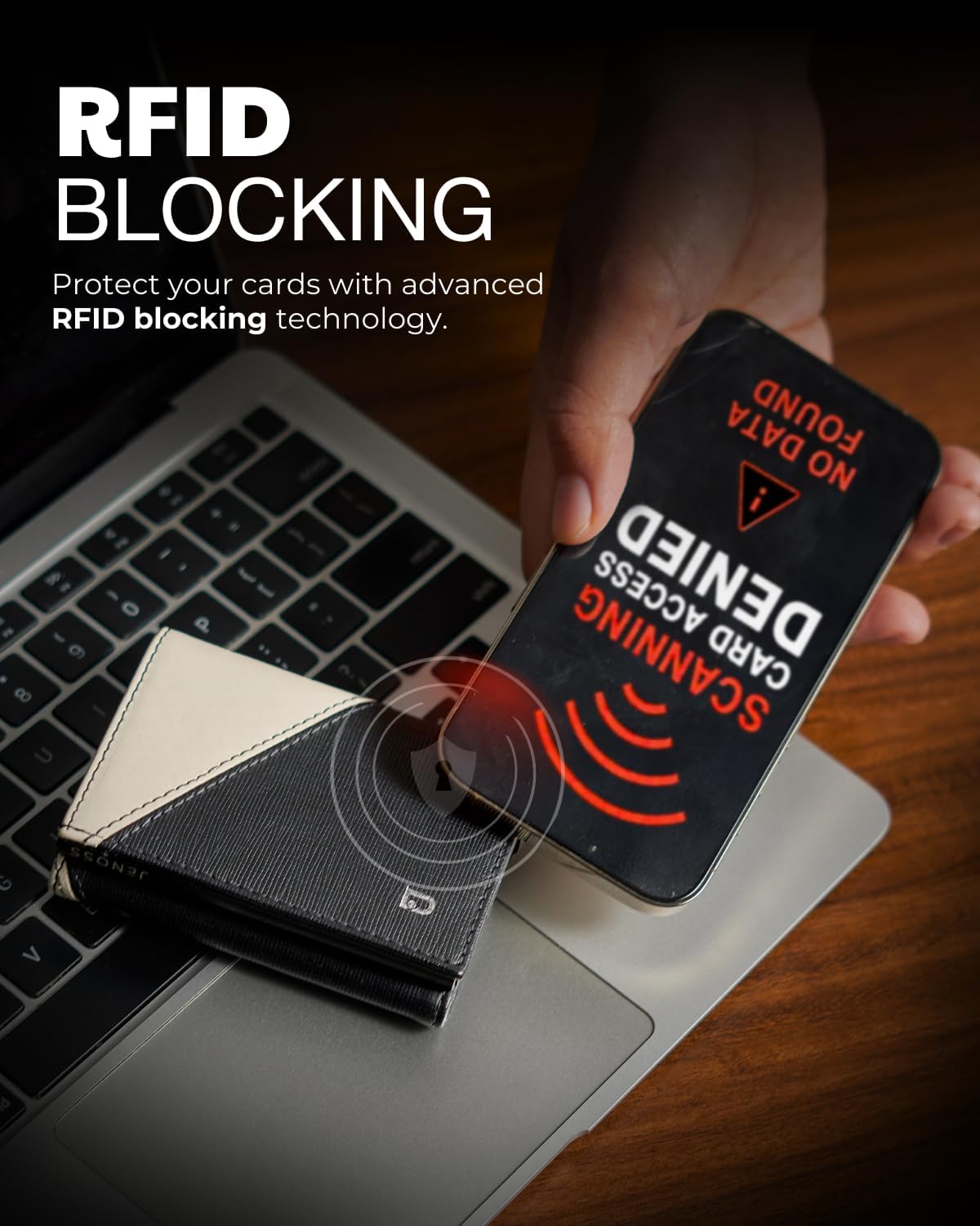 Jenoss Smart Wallet For Men: Full Grain Leather, Handcrafted, Slide Metal Pop Up Case, Slim RFID Blocking Credit Card Holder, Minimalist, Compact 12 Cards Slot Organizers, ID, Money Clip (Black&Cream)