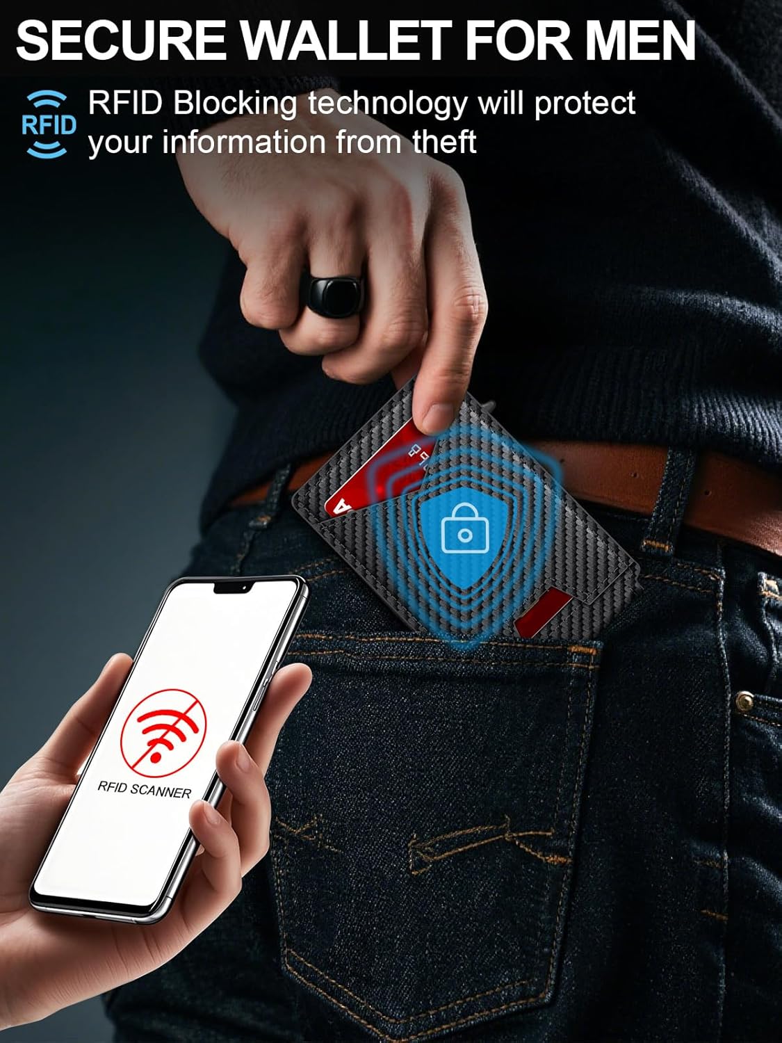 Wallet for Men RFID Wallet with Money Clip, Slim Pop Up Card Holder for 10-12 Cards, Minimalist Smart Credit Card Case with ID Window, Bifold Metal Wallet for Front Pocket, Gifts for Men