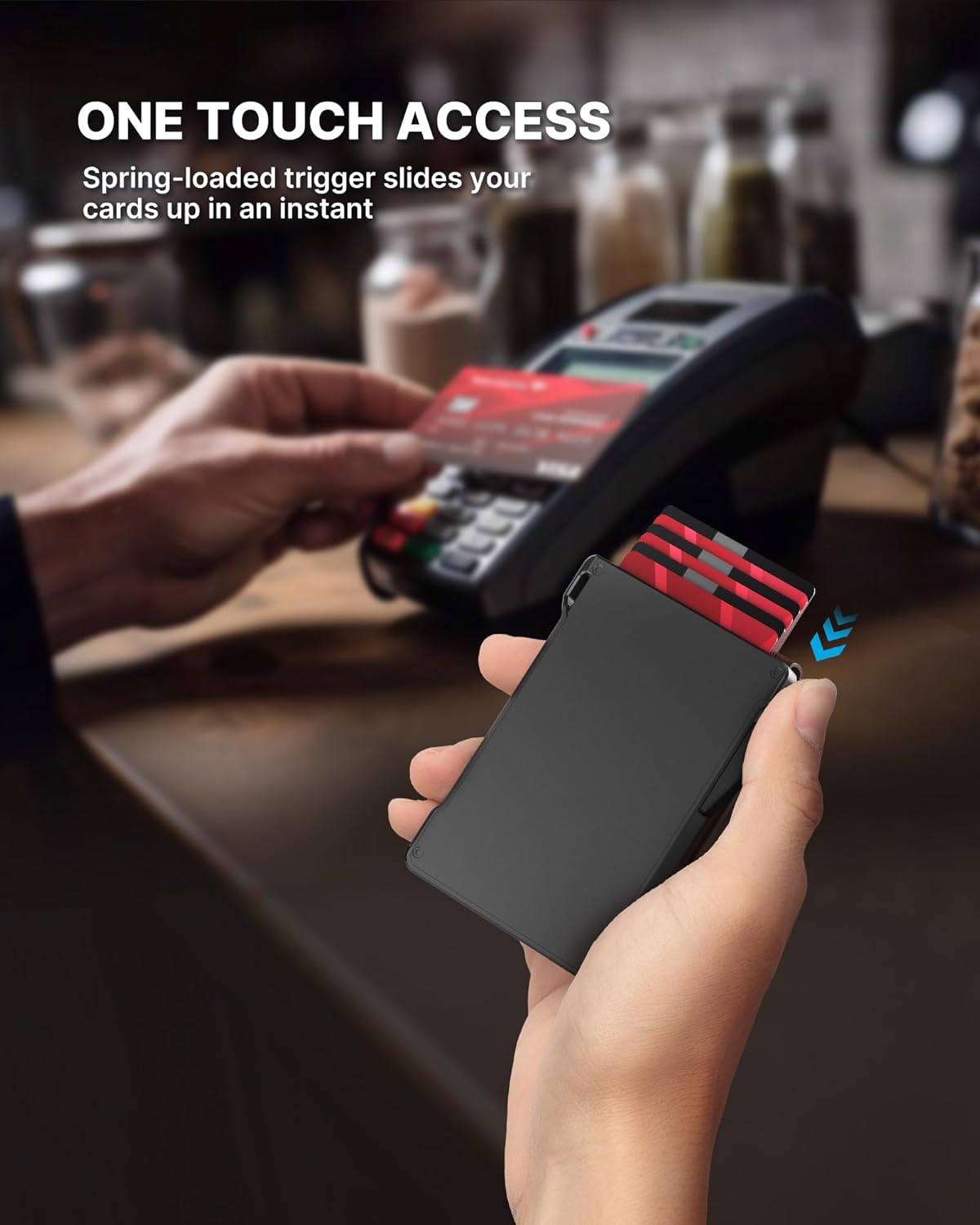 typecase Tactical Wallet for Men Card Holder: Pop Up Card Case, Genuine Leather, Smart, RFID Blocking, Slim, Minimalist, Thin, Front Pocket - 9-13 Card Capacitiy, ID Window, Money Clip (Brown)