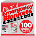 Mart Cobra Emergency Blanket 100-Pack | Reflective Thermal Blanket | Survival Gear | Lightweight Mylar Blankets | Retains 90% Body Heat | Essential for Camping, First Aid, Homeless Care Package Bulk