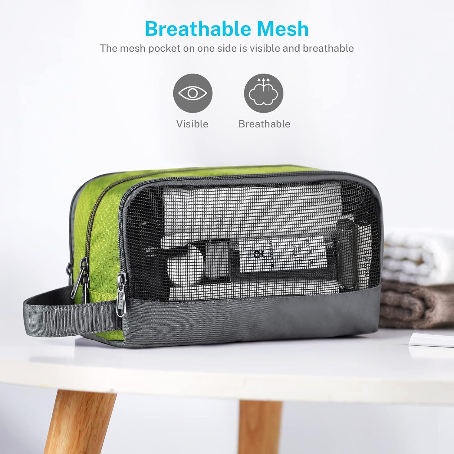 Gonex Travel Toiletry Bag Nylon, Dopp Kit Shaving Bag Toiletry Organizer Green