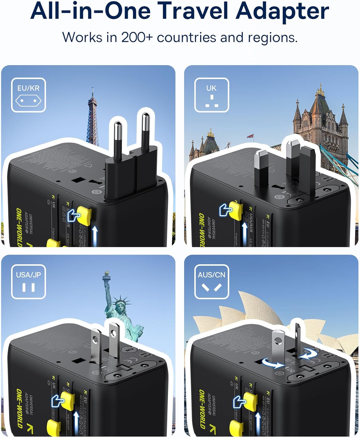 Baseus 70W Universal Travel Adapter and Baseus 60W Retractable USB C Cable