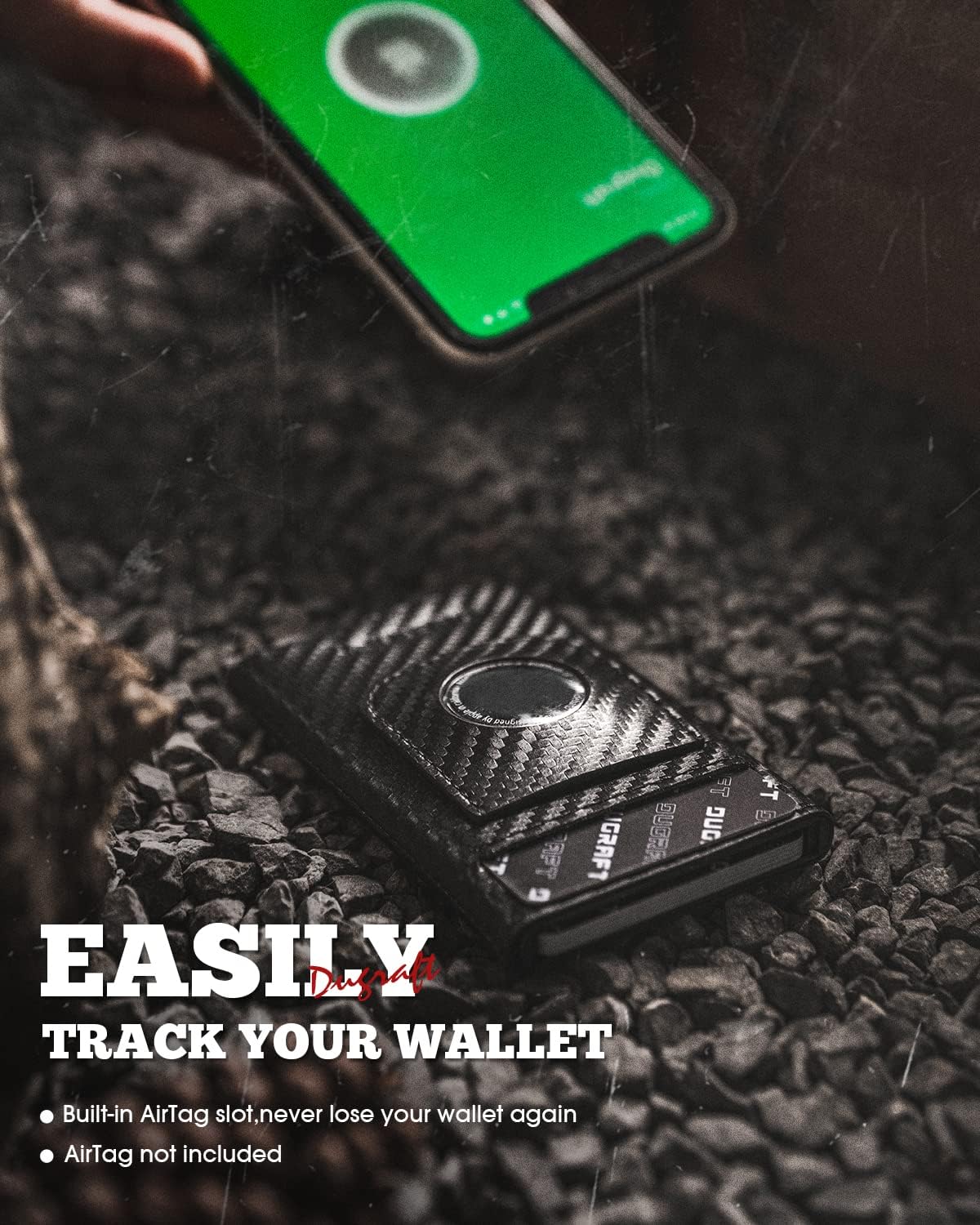 DUGRAFT Pop Up Wallet with AirTag Holder, RFID Blocking Air Tag Wallet with Money Clip Smart Credit Card Holder Wallet for Men(AirTag Not Included)