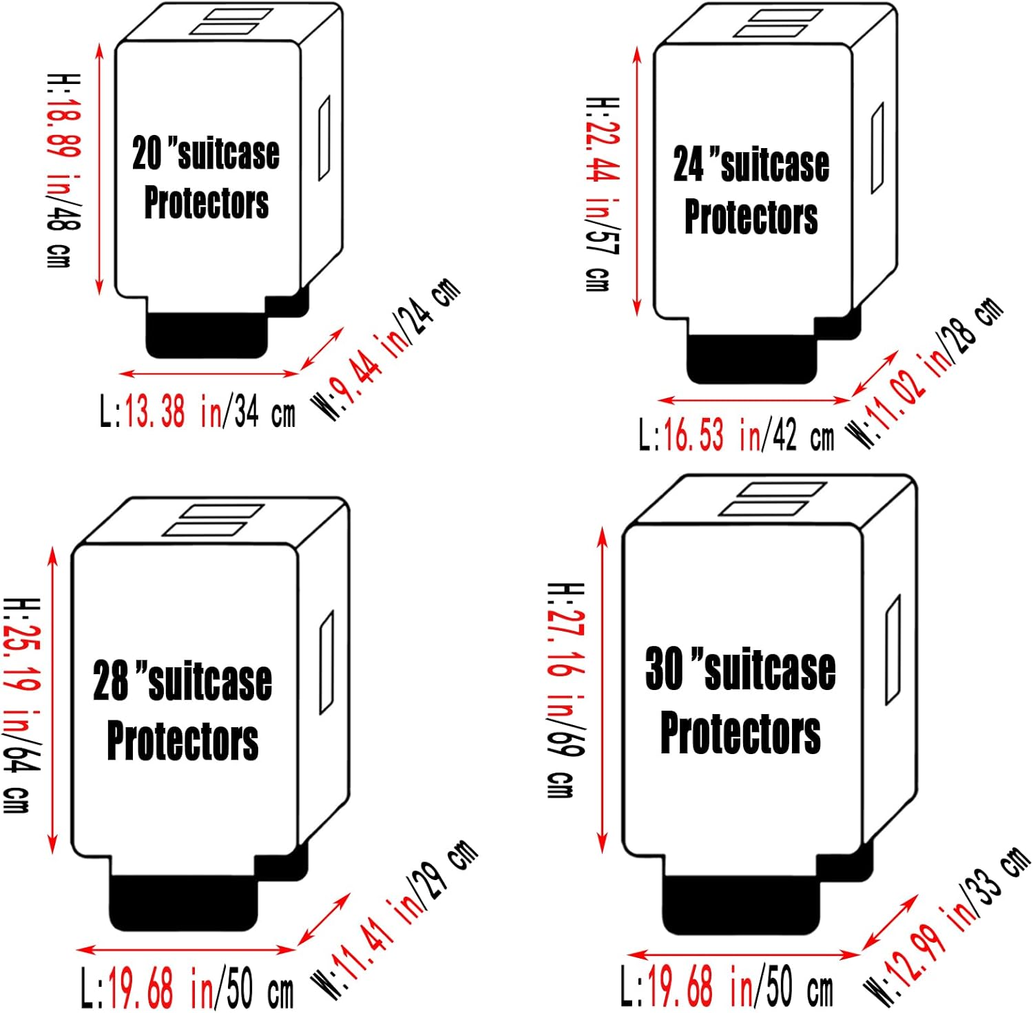 28 Inch Clear PVC Luggage Cover, 0.2mm Thick Lightweight Waterproof, Dustproof, Anti-Scratch Suitcase Cover, Luggage Covers for Suitcase TSA Approved, Fits 28"-29" Wheeled Luggage