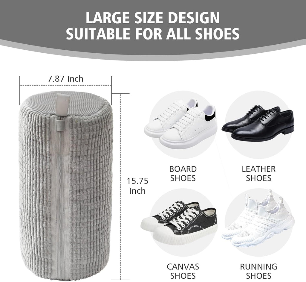 HEAVYWOOD Shoes Bag for Washing Machine Reusable Shoe Cleaning Washing Machine Bag Sturdy Anti-Rust Zipper 15.7’’*7.8’’ Shoe Laundry Bag for Washer and Dryer for Sneakers (Gray, 2Packs)