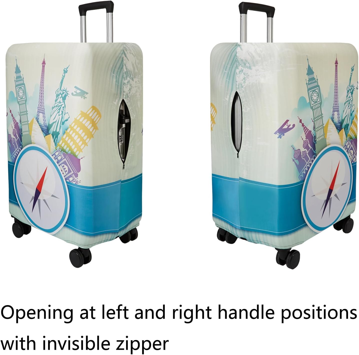 WUJIAONIAO Travel Luggage Cover Spandex Suitcase Protector Washable Baggage Covers (S (for 18-20 inch luggage), compass)