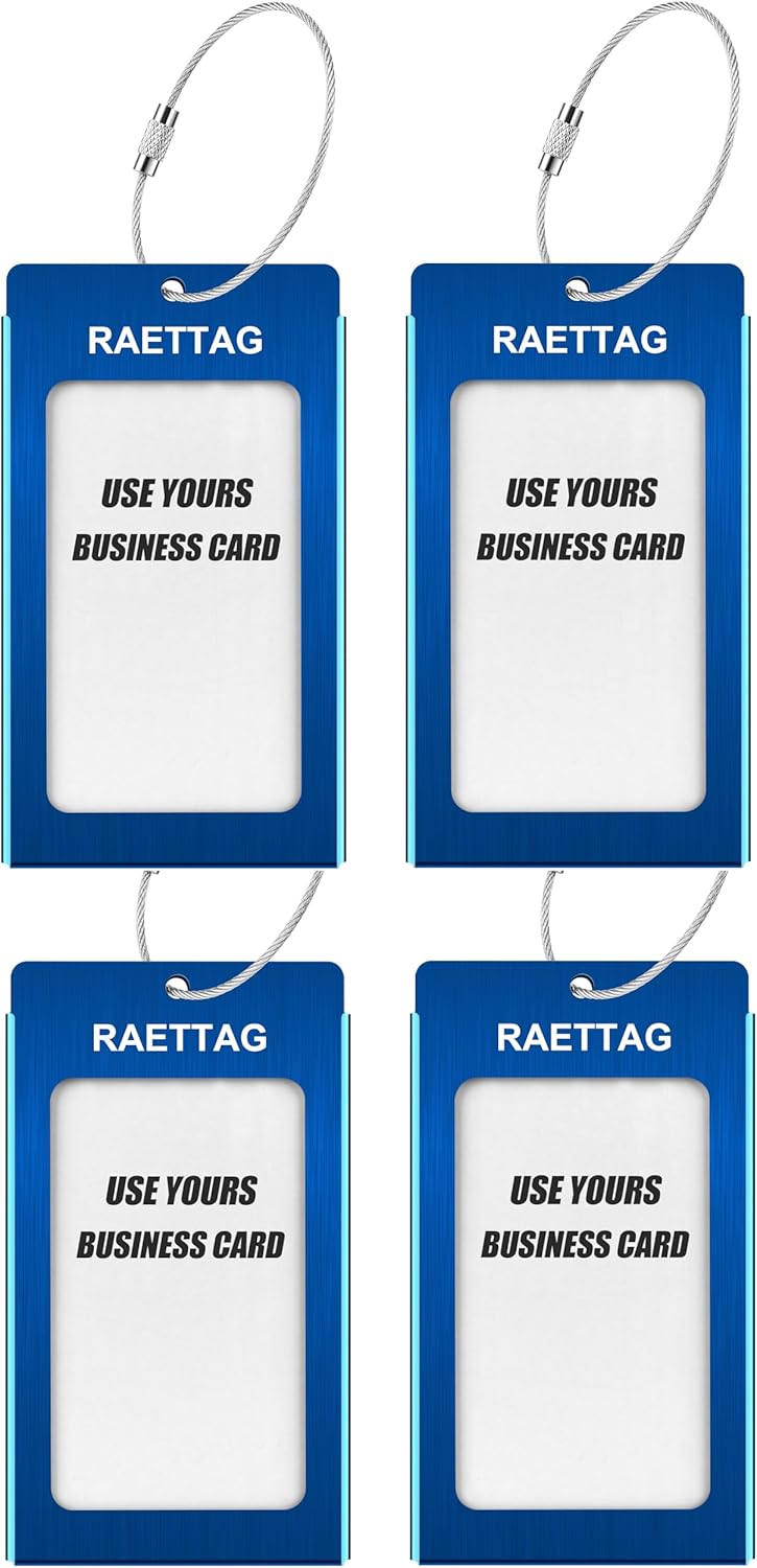 Luggage Tags Metal Suitcase Tags Travel Bag ID Identifier Luggage Tag (Blue 4-Pack)